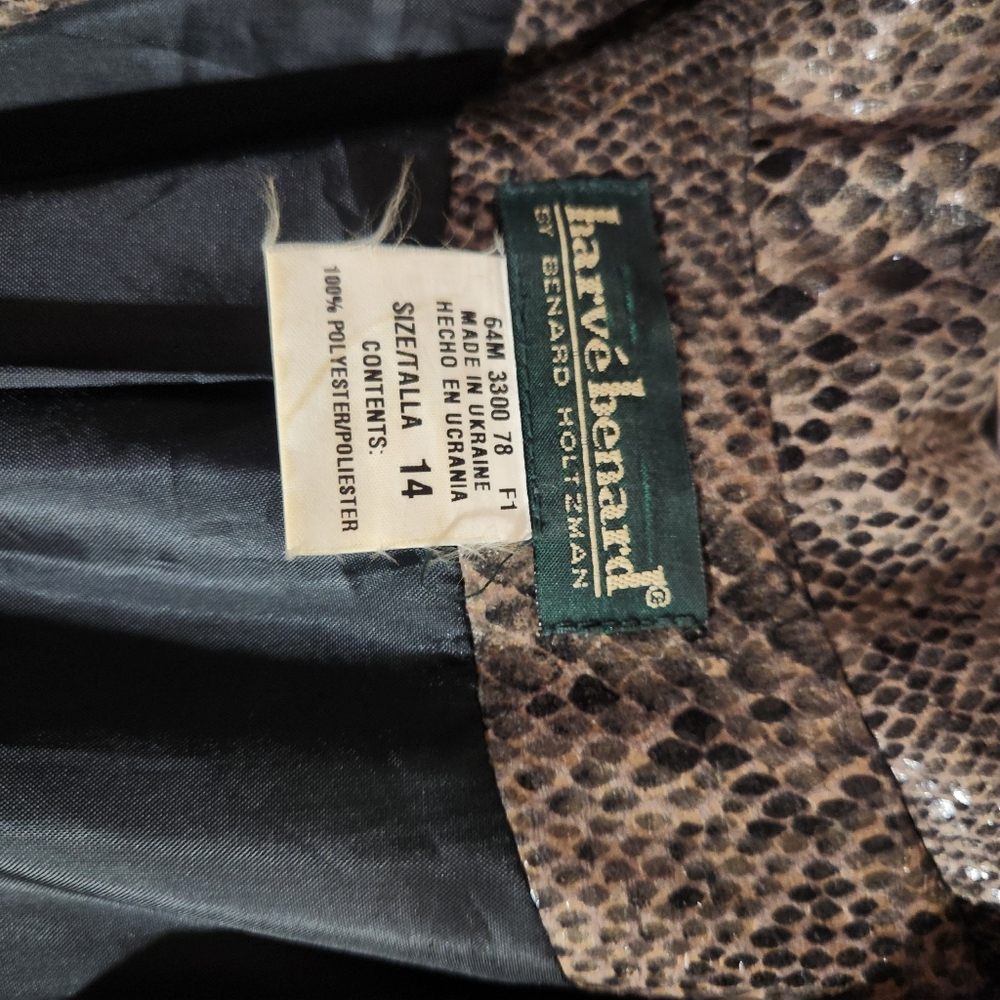 Vintage Brown Snake Print Women's Blazer - Picture 2 of 6